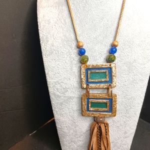 Gold and Cobalt Necklace.